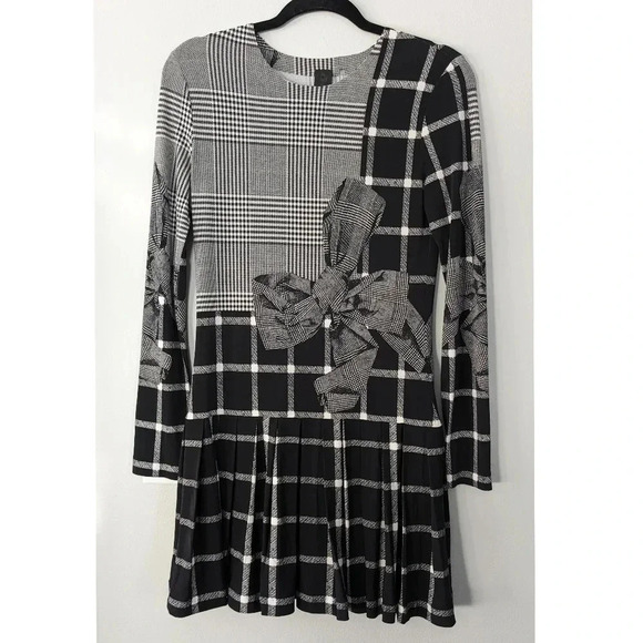 NEW Norma Kamali Plaid Bow Print Mini Dress - Picture 1 of 5